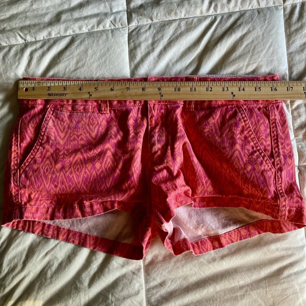 American Eagle Super Low Shortie Shorts Women's 8 Aztec Pink Orange Flap Pocket